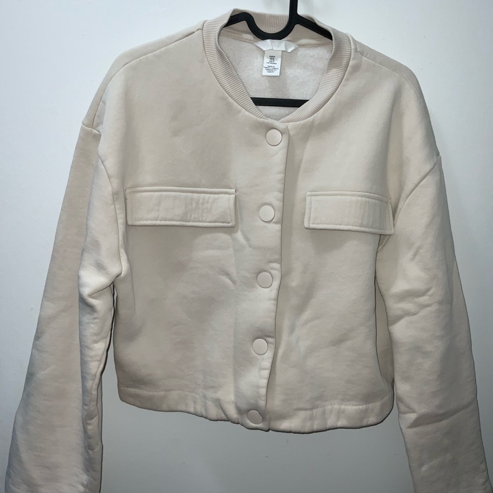 H&M Women's Cream Bomber Jacket